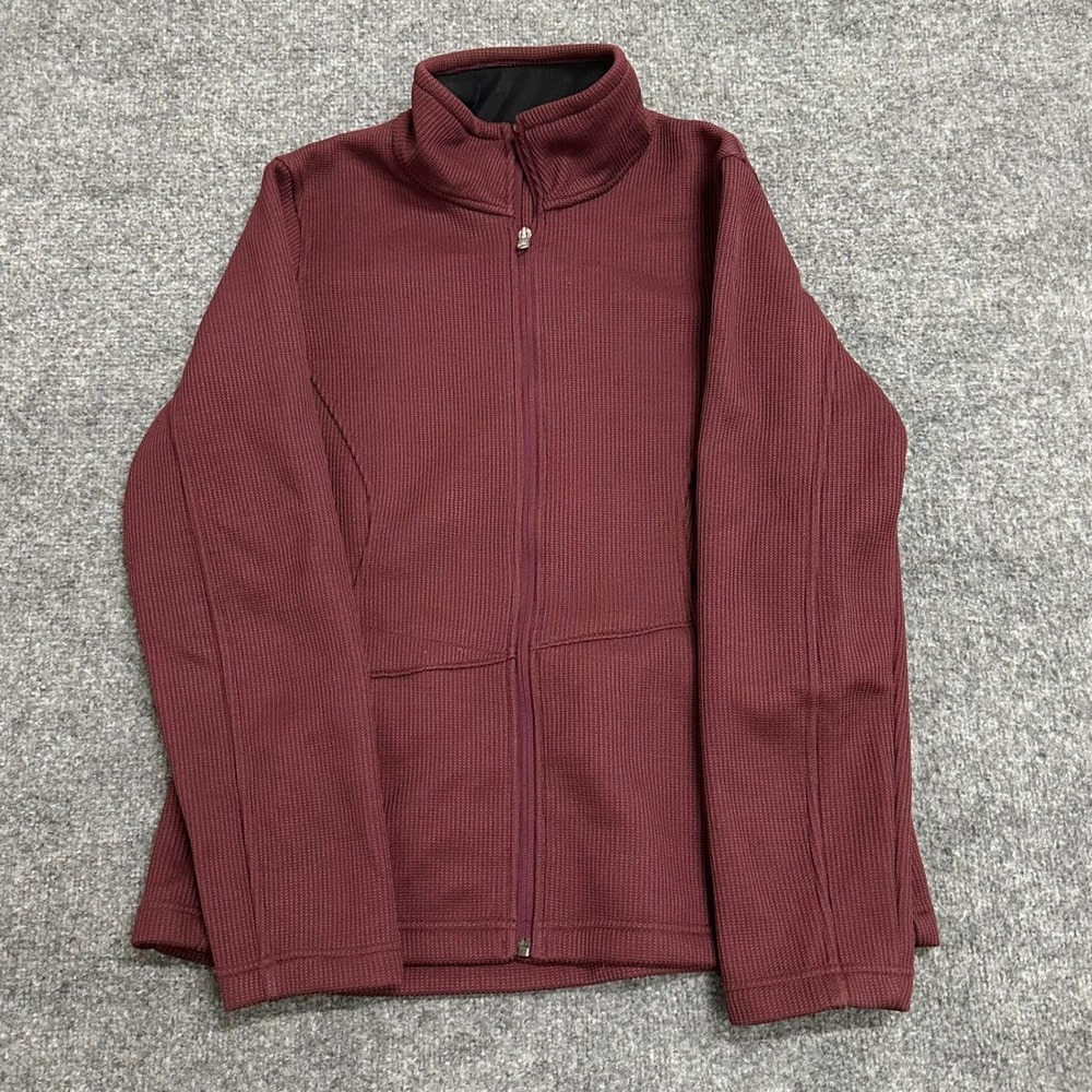Spyder Jacket Womens Size L Burgundy Waffle Knit Fleece Lined Full Zip Athletic